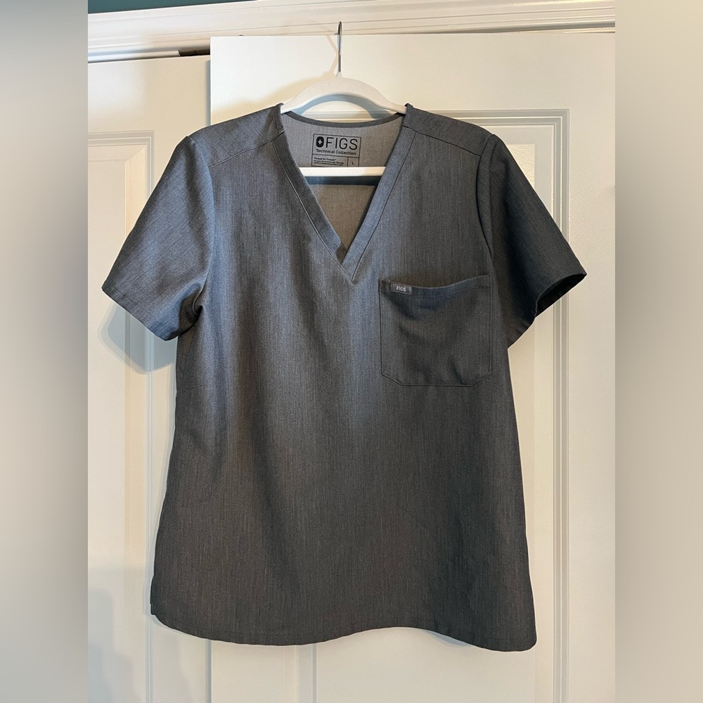 Figs Women's Gray V-Neck Medical Scrub Top